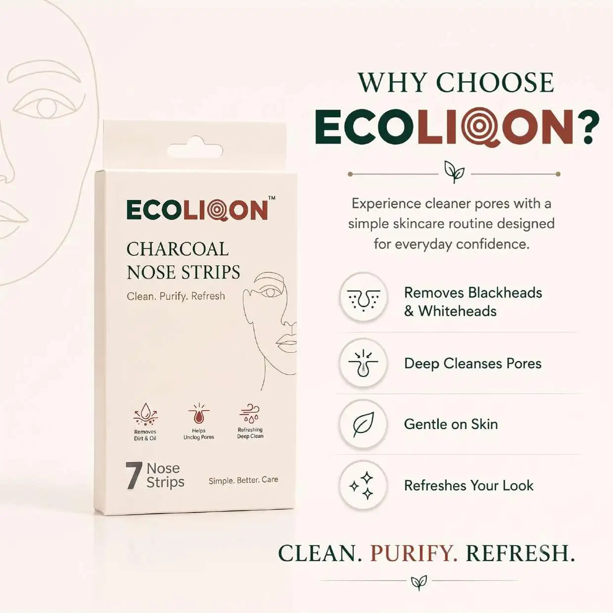 ECOLIQON Charcoal Nose Strips